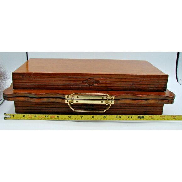 Asian Chess Set Hand Carved Soapstone Resin Wood Fold Storage Case 8 Fairies Vtg - Picture 11 of 13